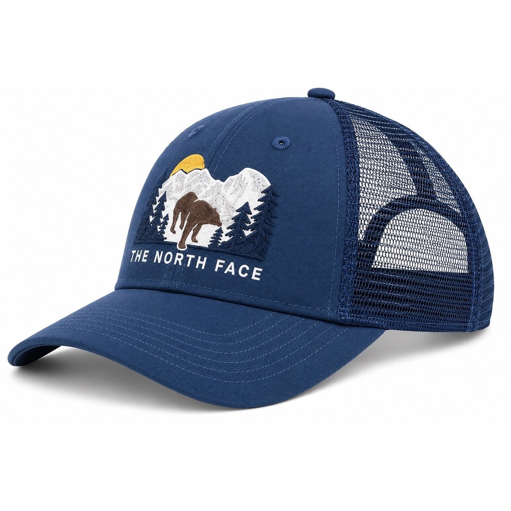 The North Face Embroidered Mudder Trucker Cap Shady Blue Bear NWT